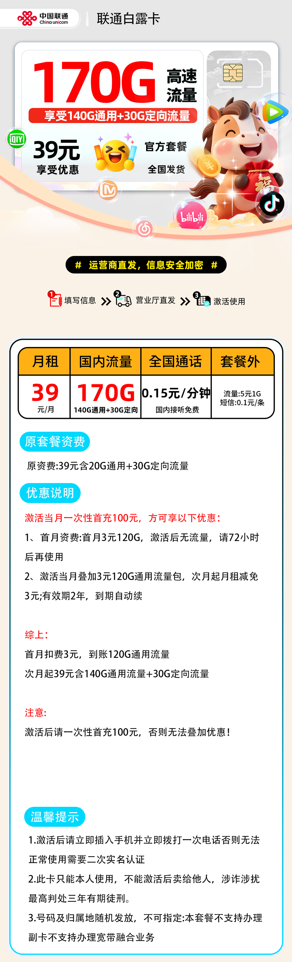 联通白露卡【全国发货】 详细图