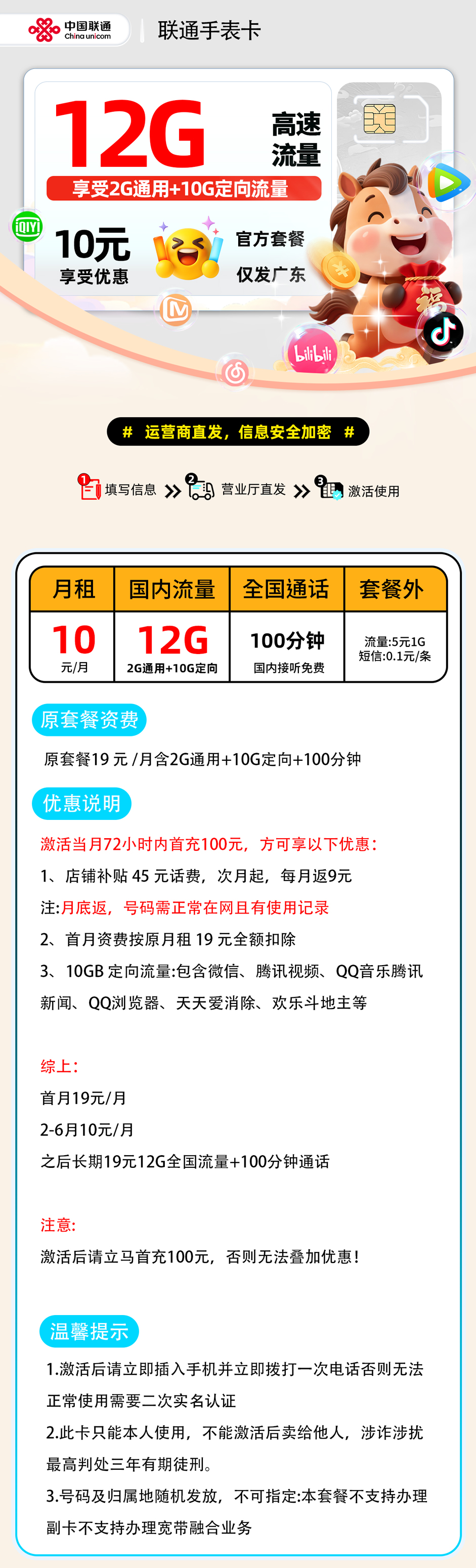联通手表卡【广东省内】 详细图