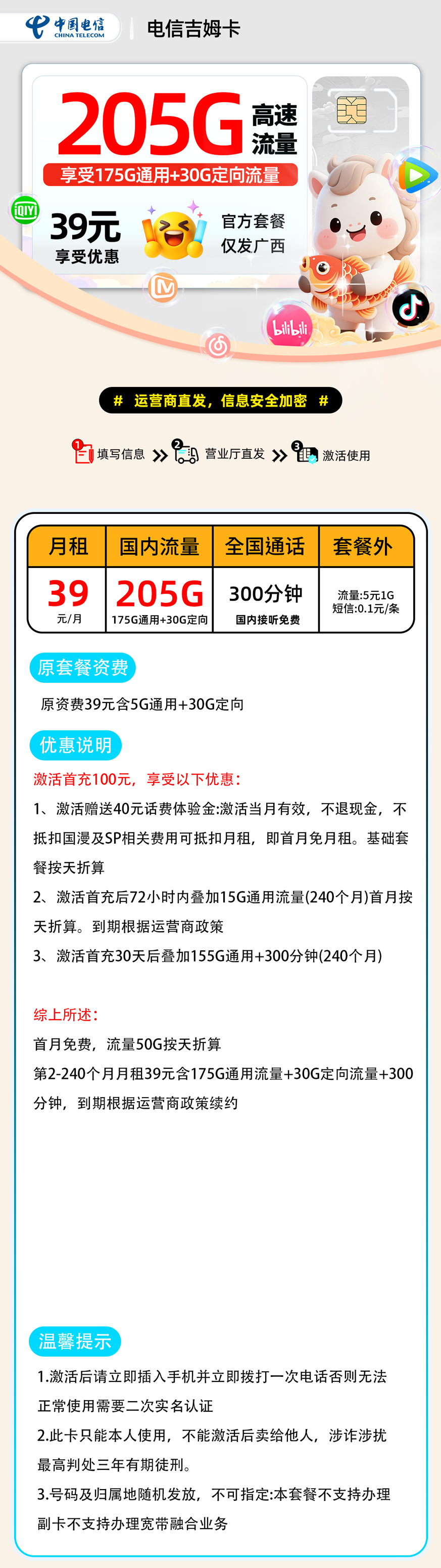 电信吉姆卡【广西省内】 详细图