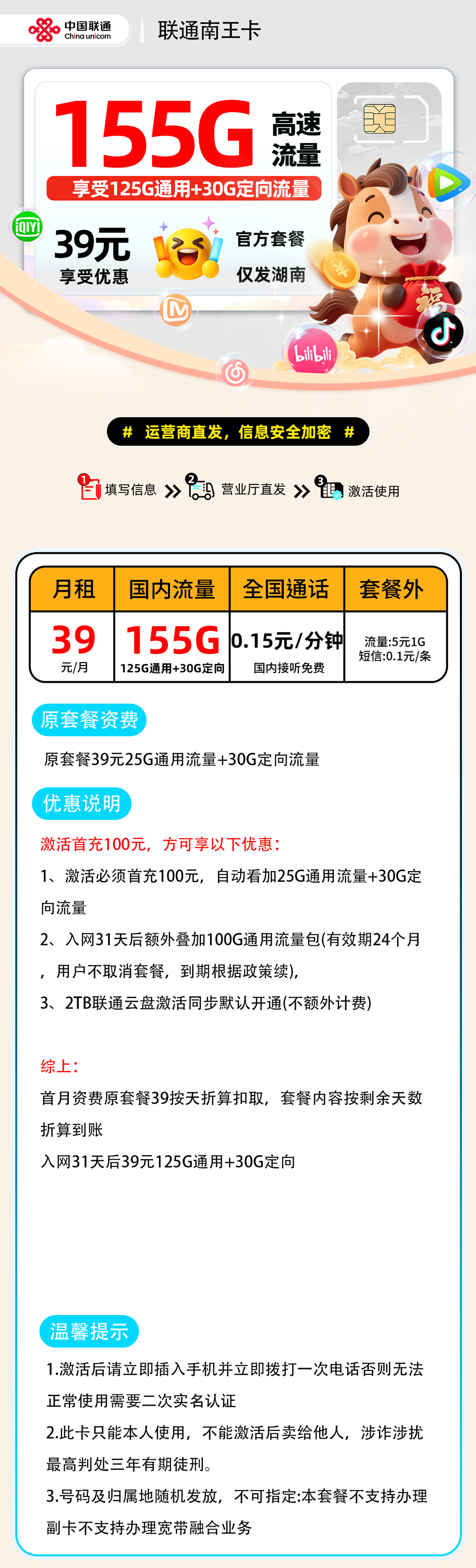 联通南王卡【湖南省内】 详细图