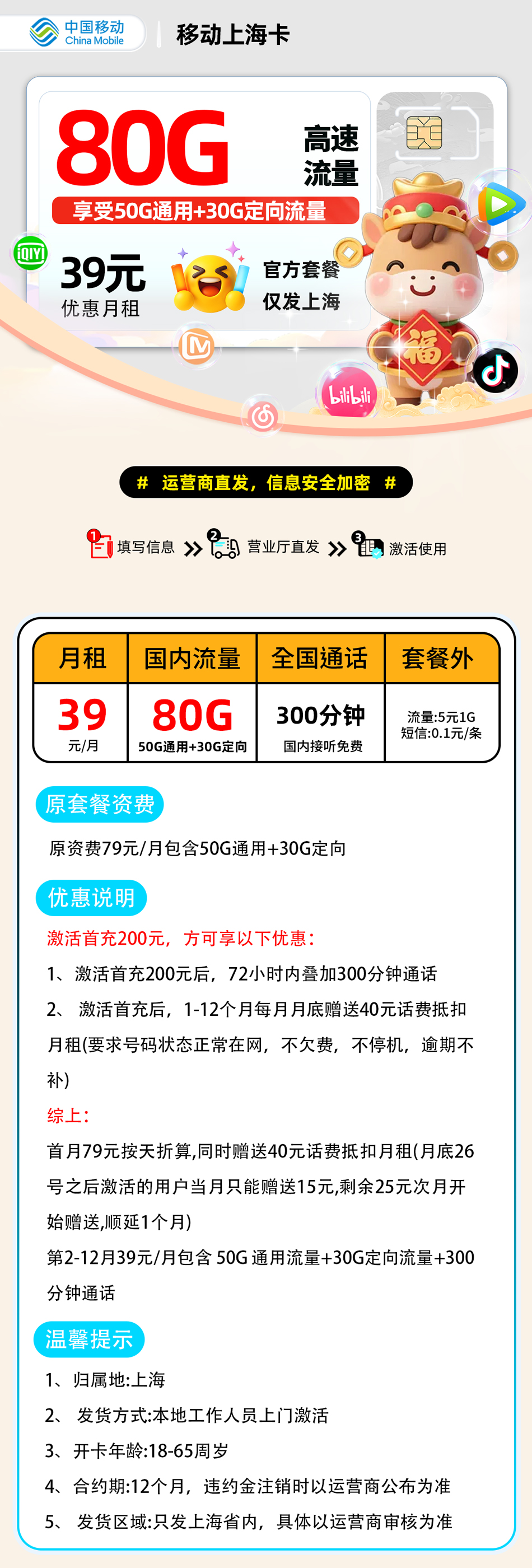 移动上海卡【上海市内】 详细图