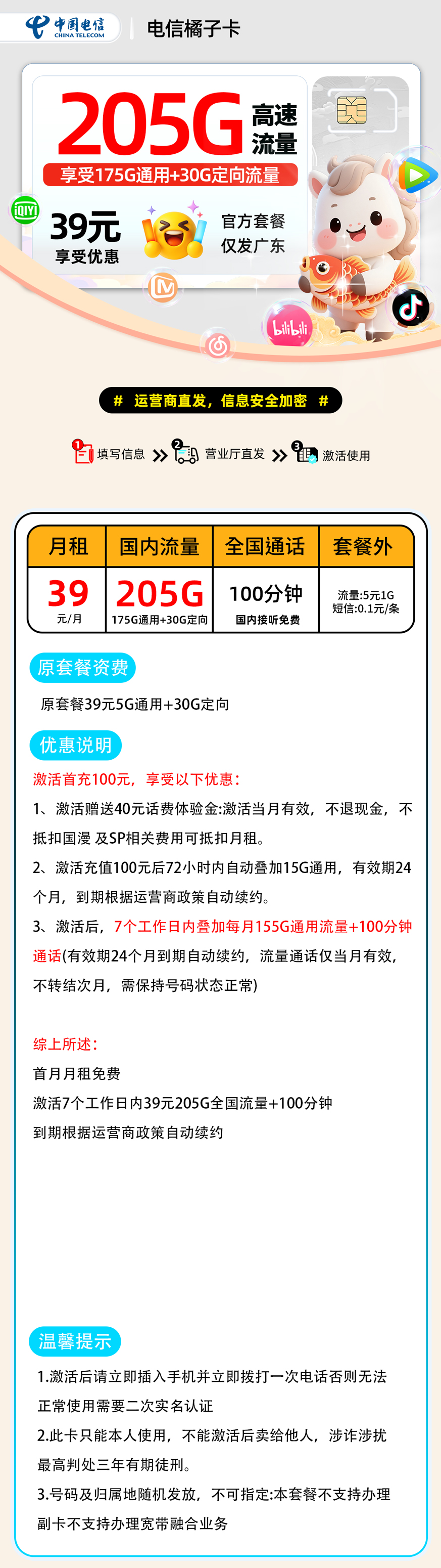 MF0303电信橘子卡【广东省内】 详细图