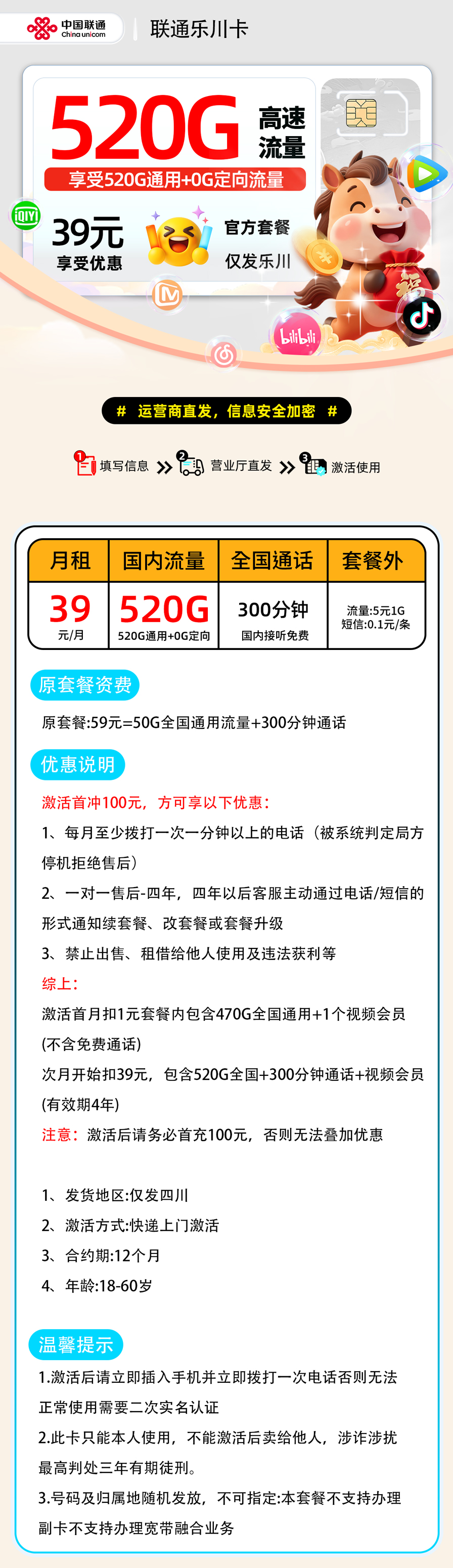 联通乐川卡【仅发四川部分地区】 详细图