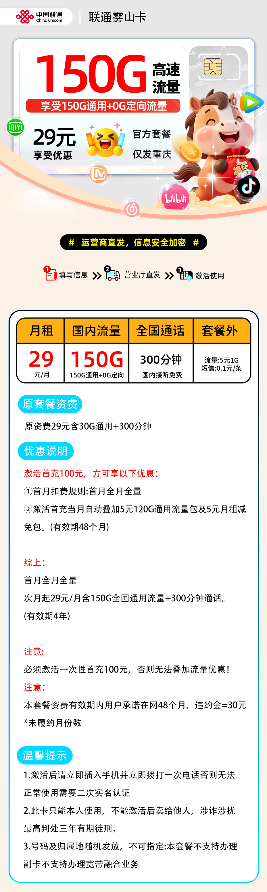 联通雾山卡【重庆市内】 详细图