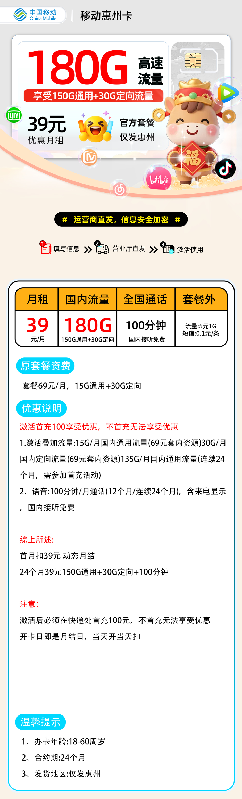 移动惠州卡【广东惠州市内】 详细图
