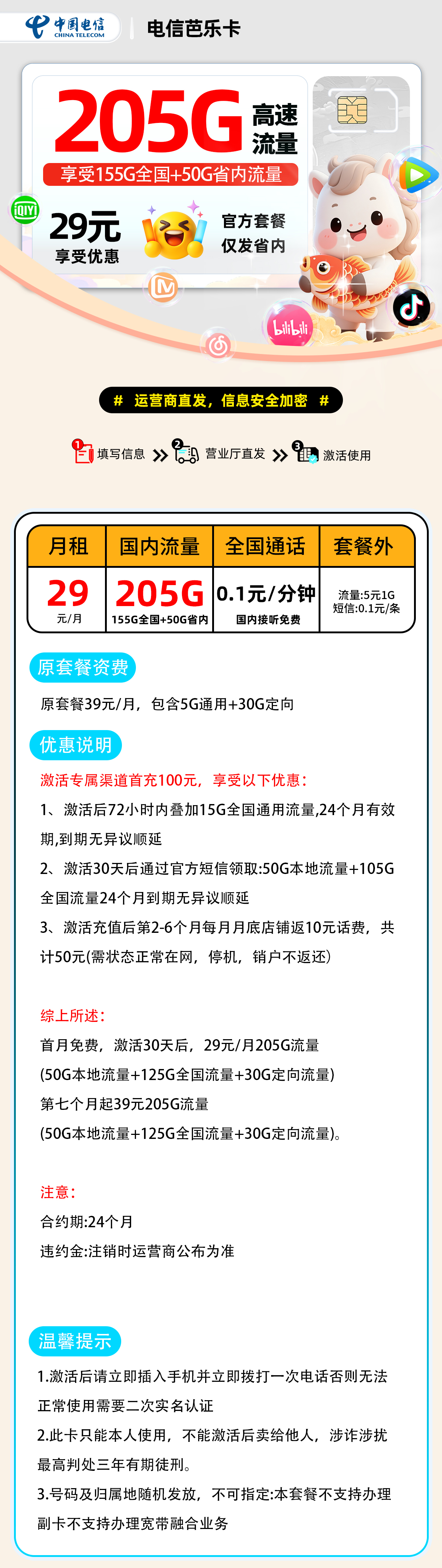 电信芭乐卡【山东省内】 详细图