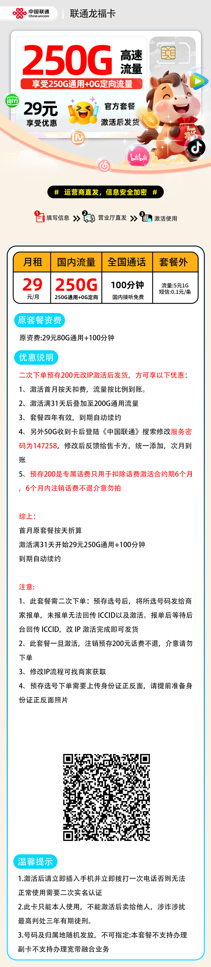 联通龙福卡【报单发货】 详细图