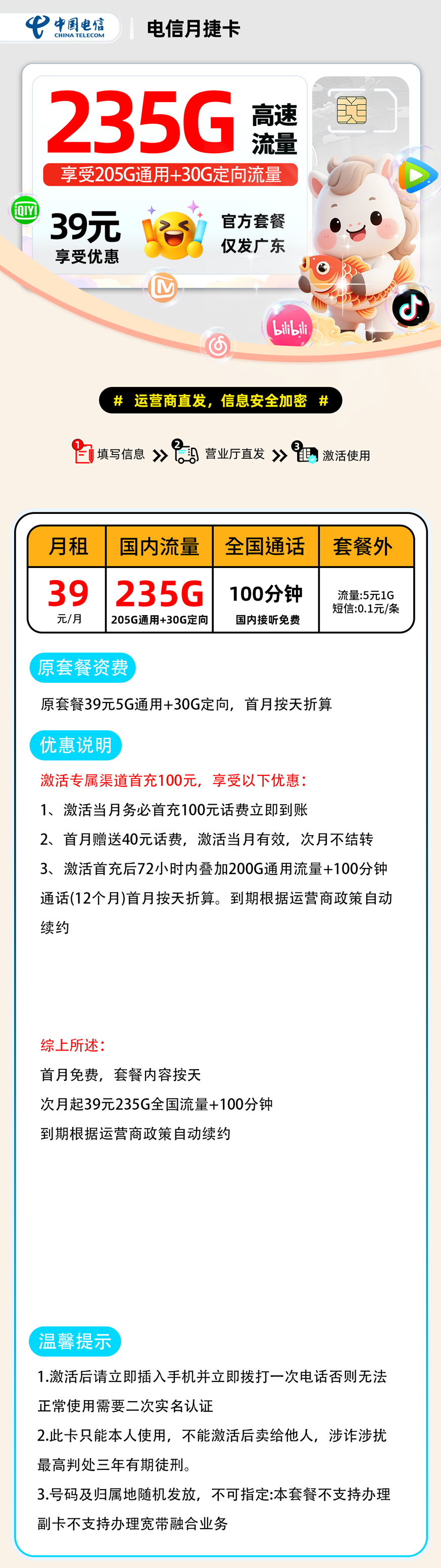 电信月捷卡【广东省内】 详细图