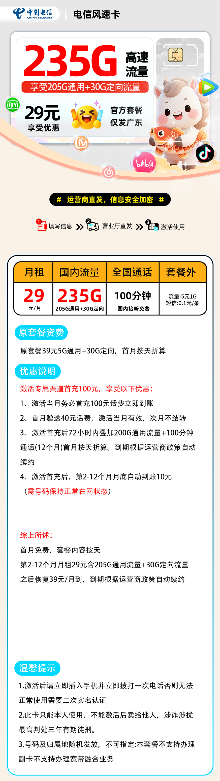 电信风速卡【广东省内】 详细图