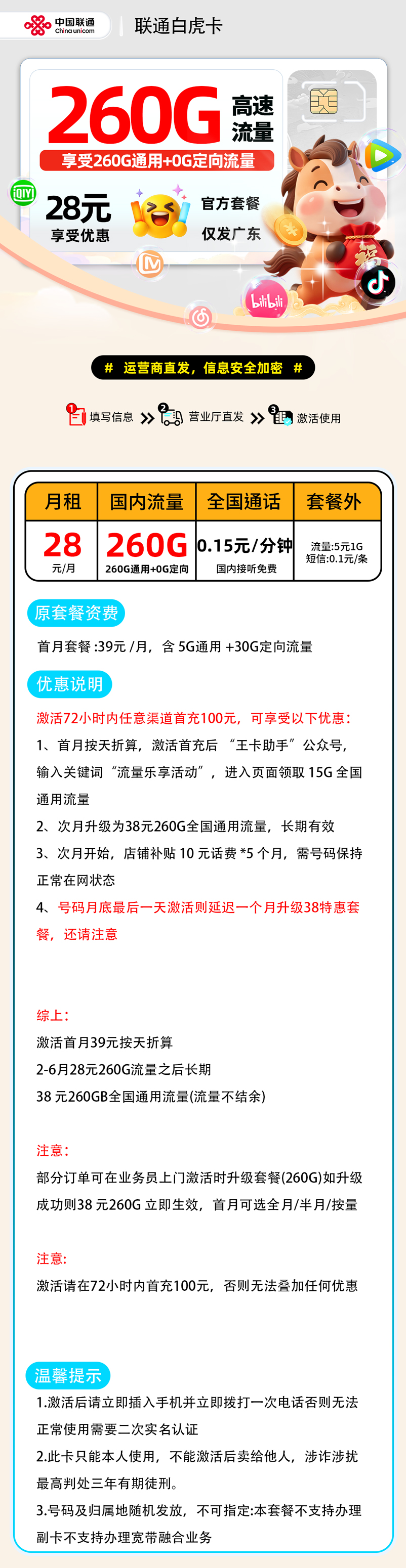 联通白虎卡【广东省内】 详细图