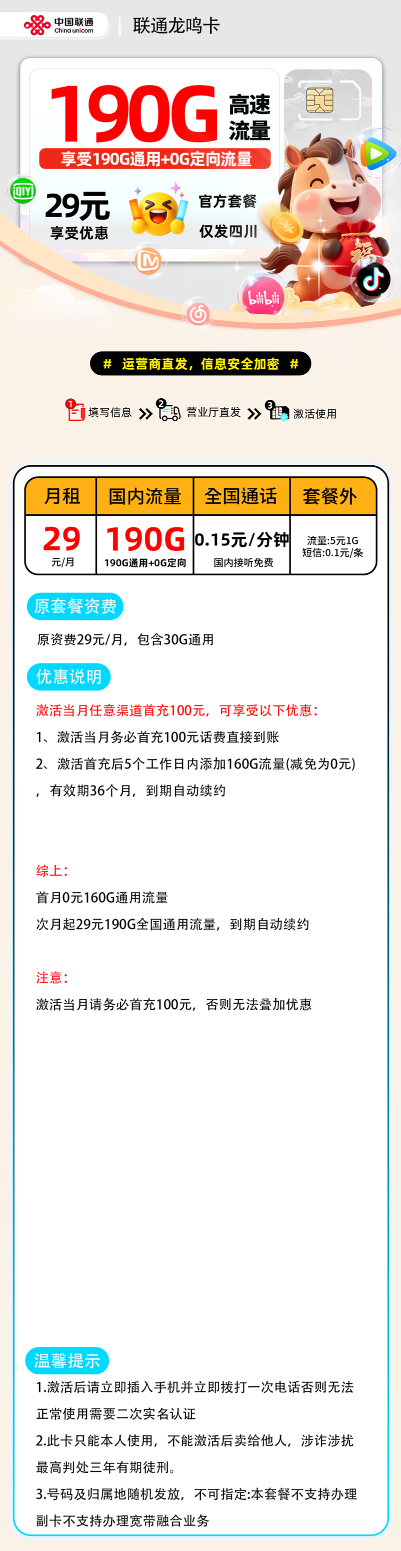 MF0422联通龙鸣卡【四川省内】 详细图