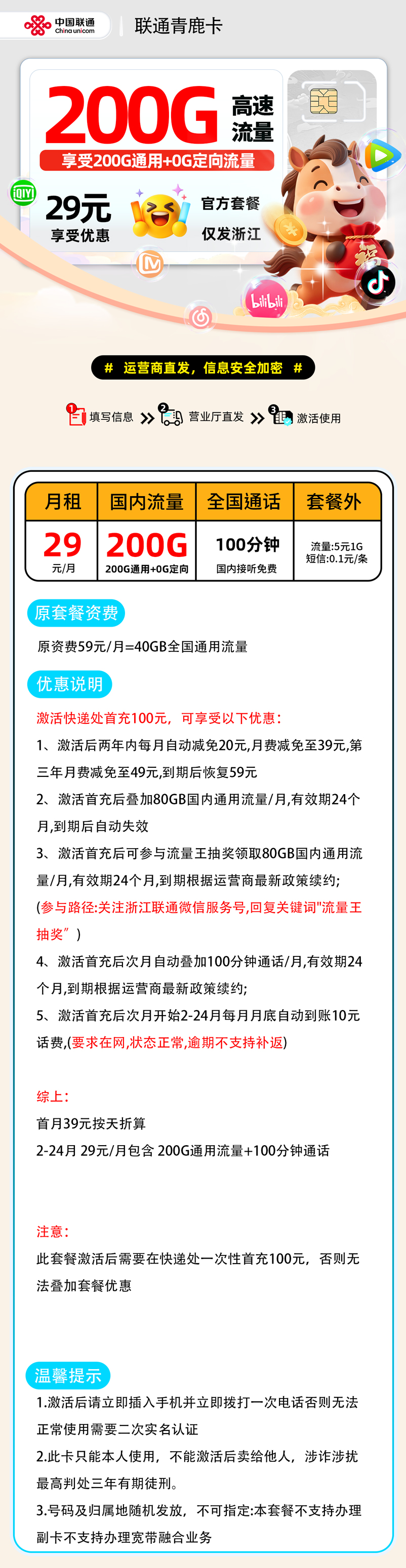 联通青鹿卡【浙江省内】 详细图