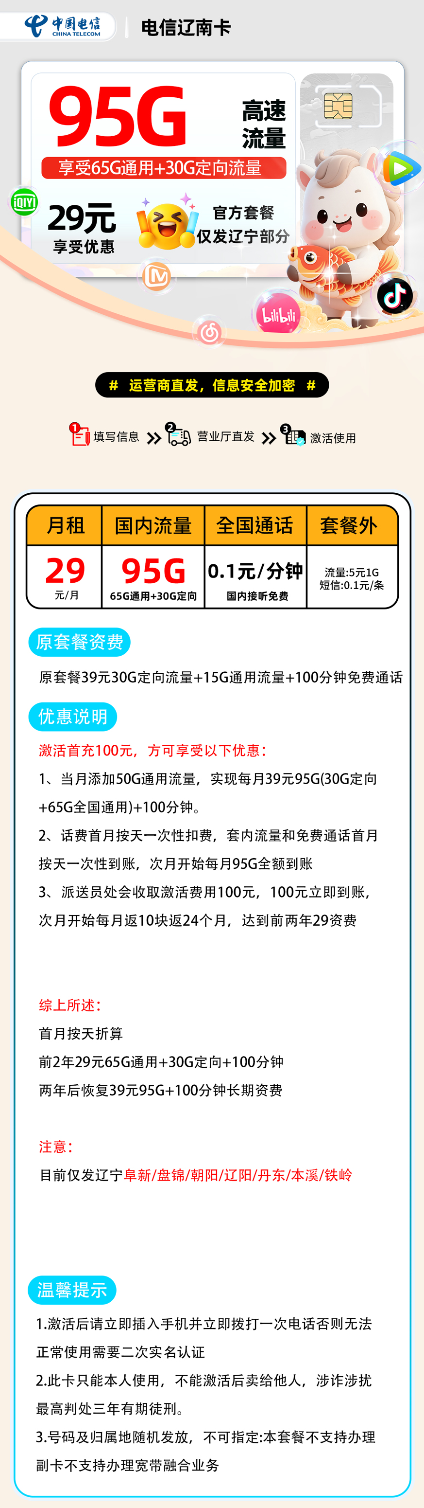 电信辽南卡【辽宁省内】 详细图