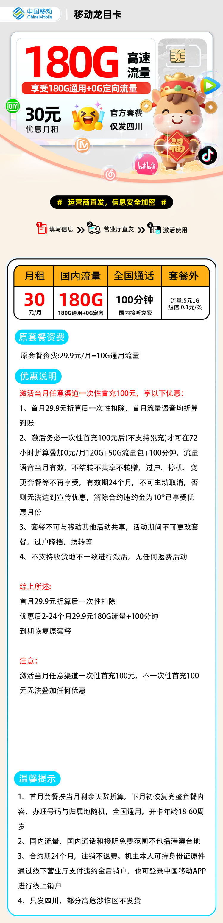 移动龙目卡2.0【四川省内】 详细图