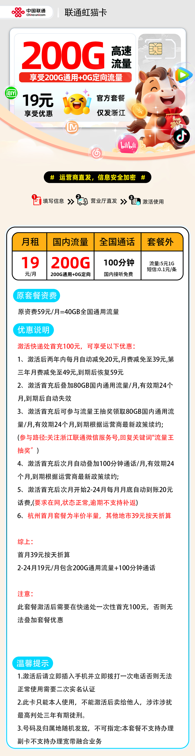 联通虹猫卡【浙江省内】 详细图