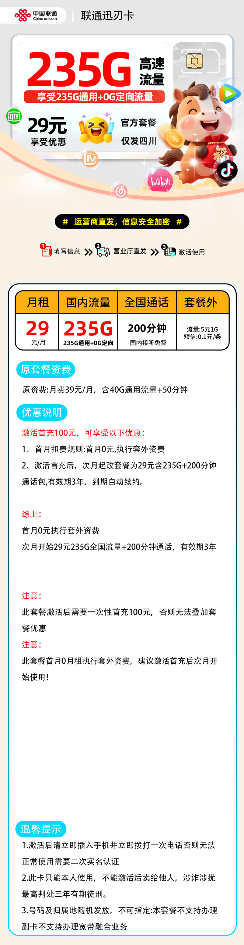 联通迅刃卡【四川省内】 详细图
