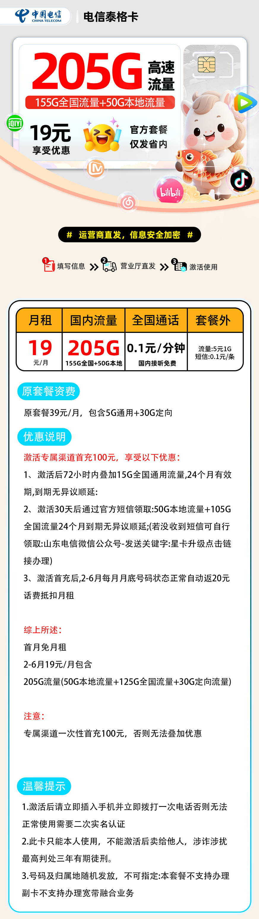 电信泰格卡【山东省内】 详细图